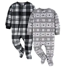 2-Pack Baby & Toddler Neutral Grey Fair Isle Fleece Pajamas