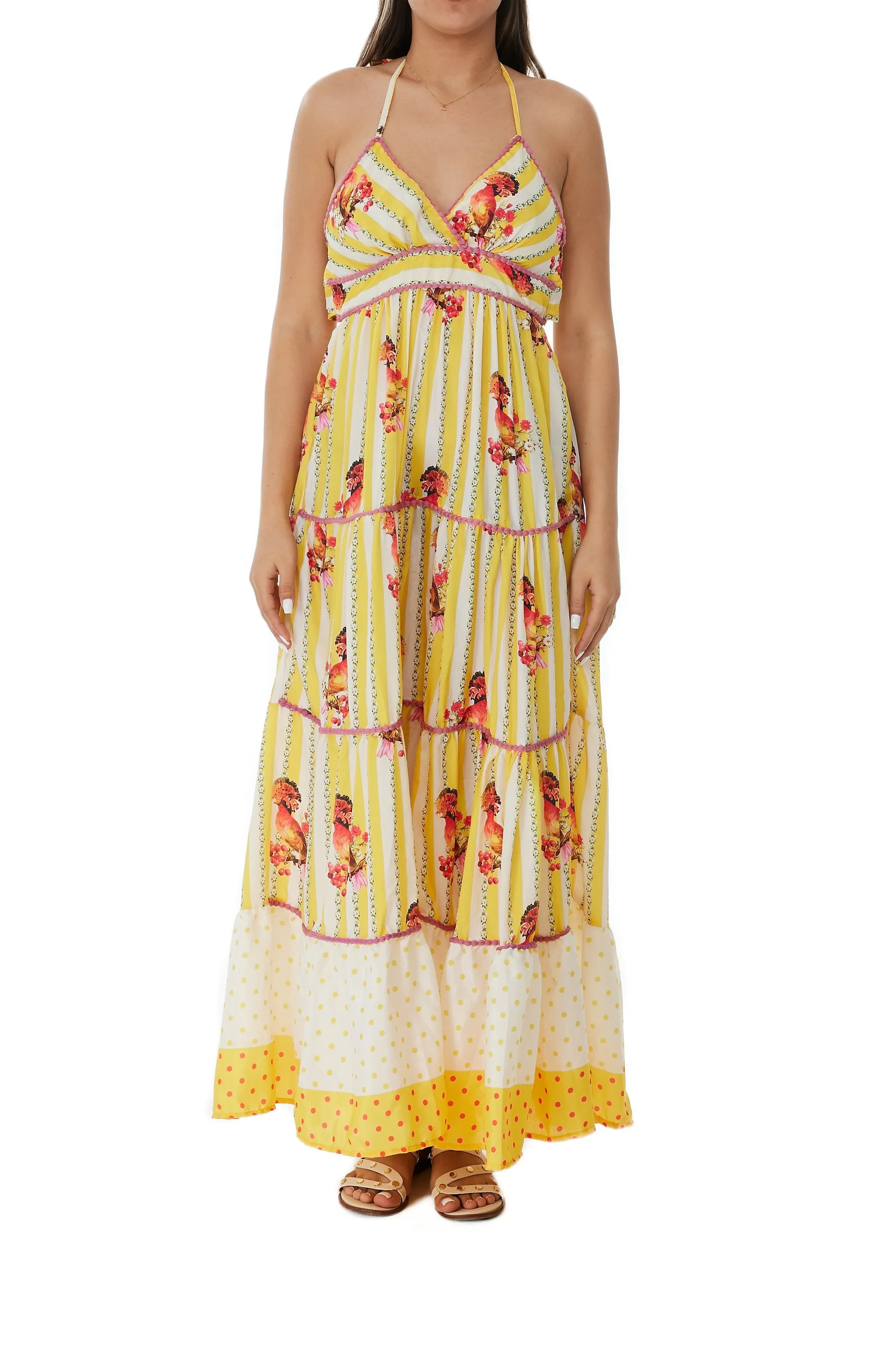 406 Floral Yellow Long Dress