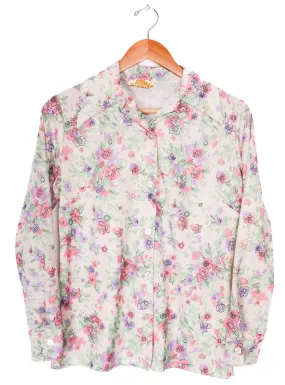 60s-70s Mar-Lek Pastel Florals Polyester Blouse