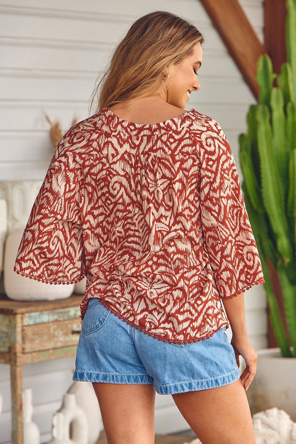 Audra Top - Cherry/Brown