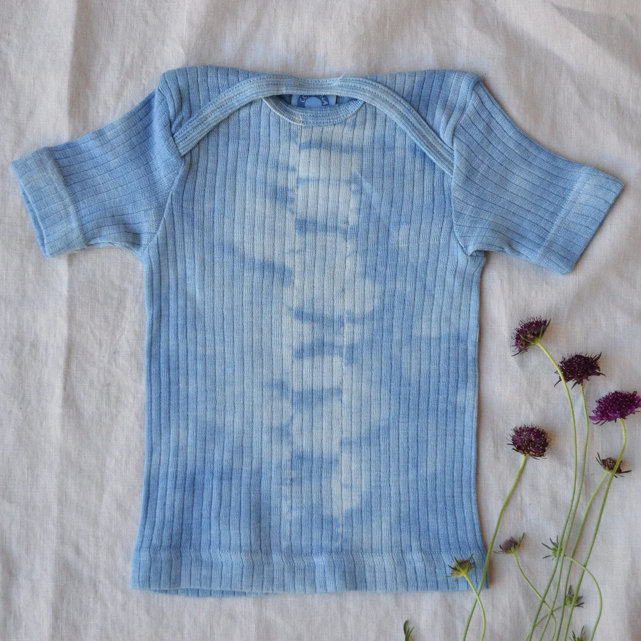 Baby Plant Dyed T-Shirt in Organic Cotton/Merino/Silk - Indigo (3-24m)