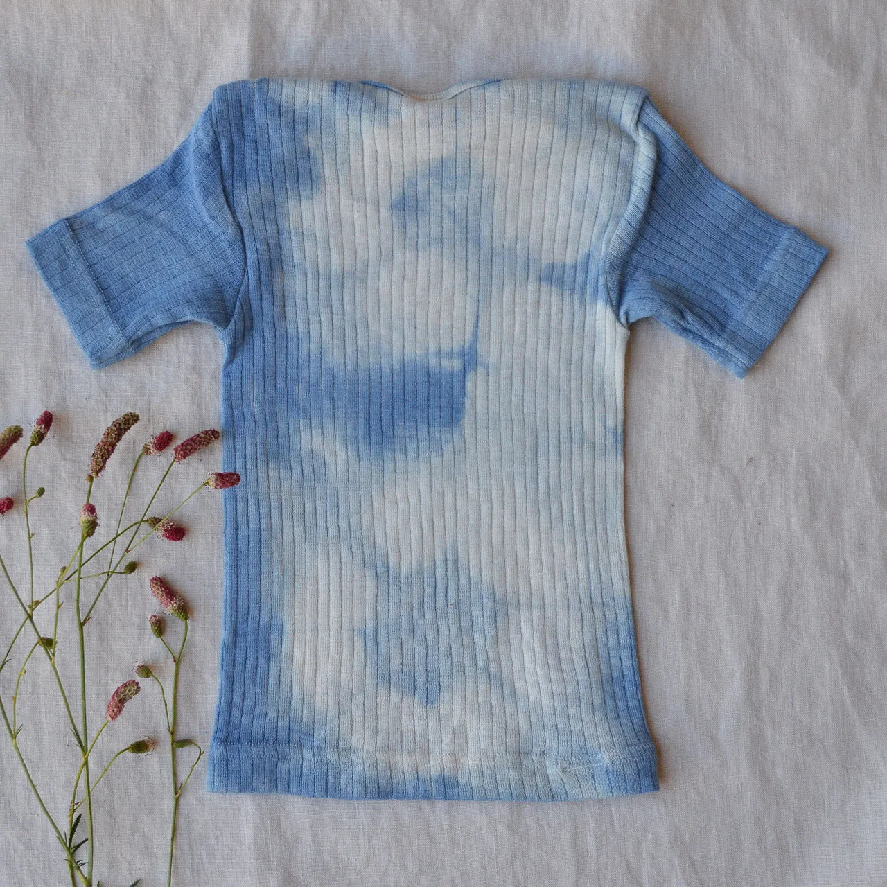 Baby Plant Dyed T-Shirt in Organic Cotton/Merino/Silk - Indigo (3-24m)