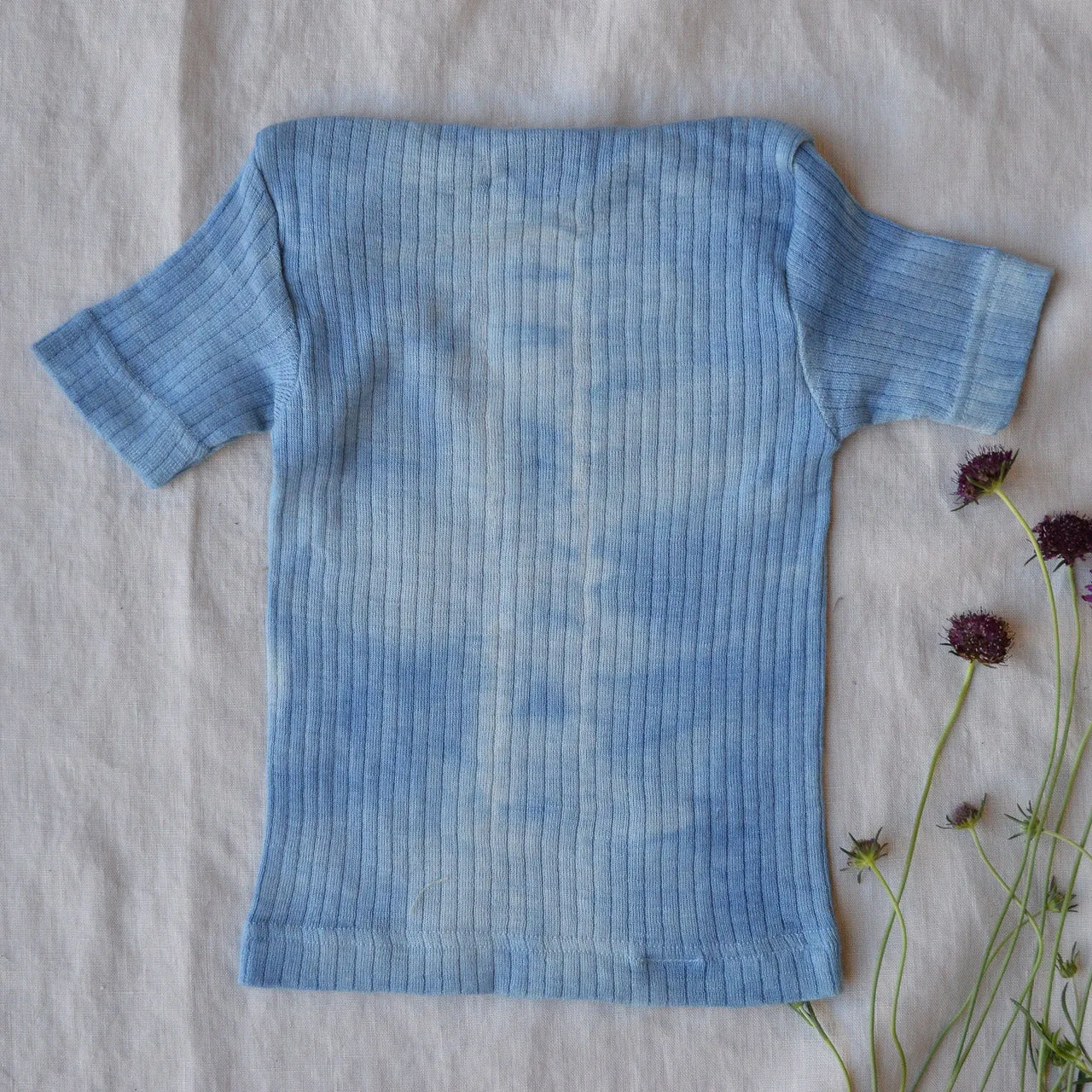 Baby Plant Dyed T-Shirt in Organic Cotton/Merino/Silk - Indigo (3-24m)