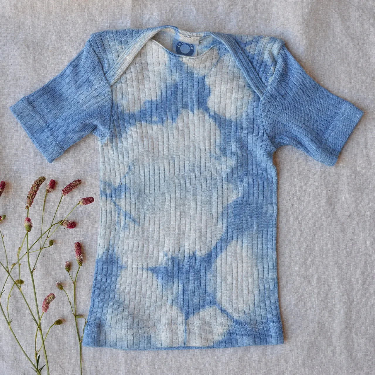 Baby Plant Dyed T-Shirt in Organic Cotton/Merino/Silk - Indigo (3-24m)