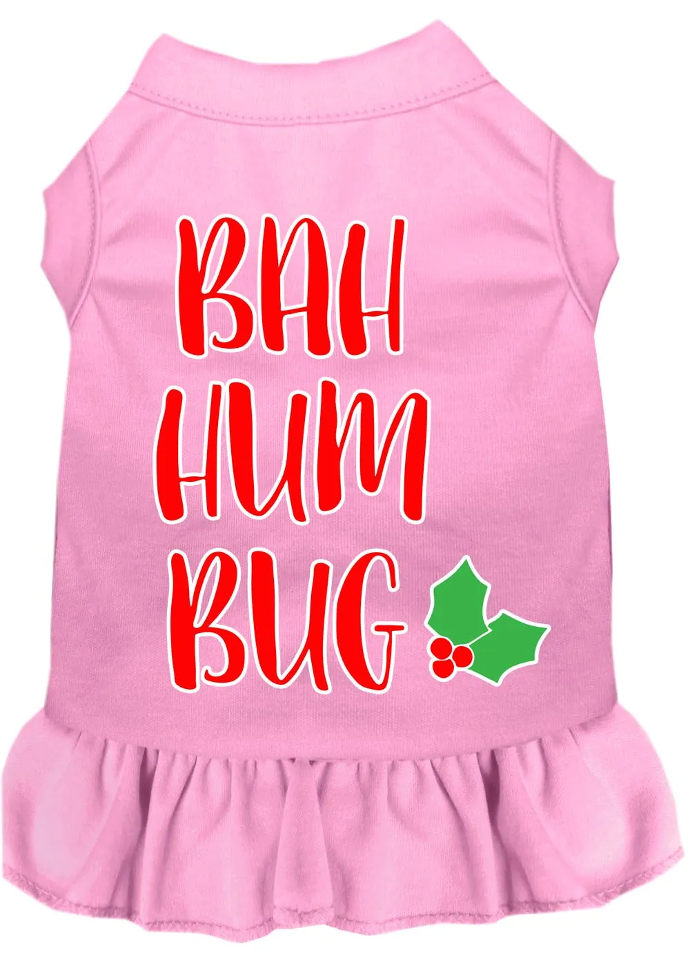 Bah Humbug Screen Print Dog Dress Light Pink Xl