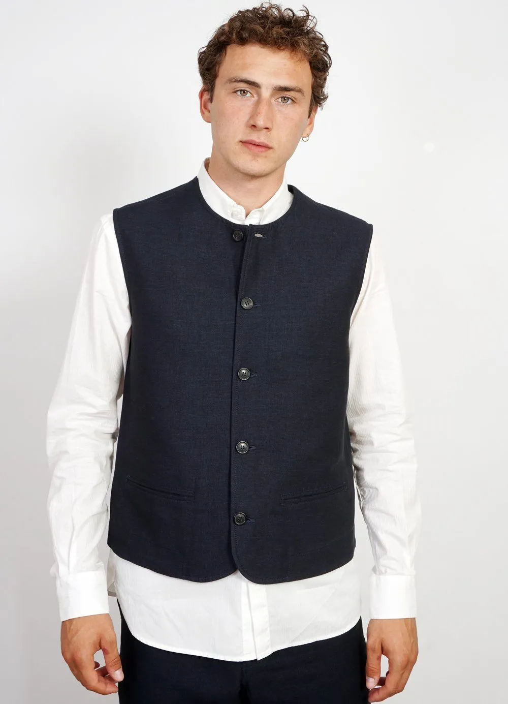 BEN | Crewneck Waistcoat | 3-Tone Blue