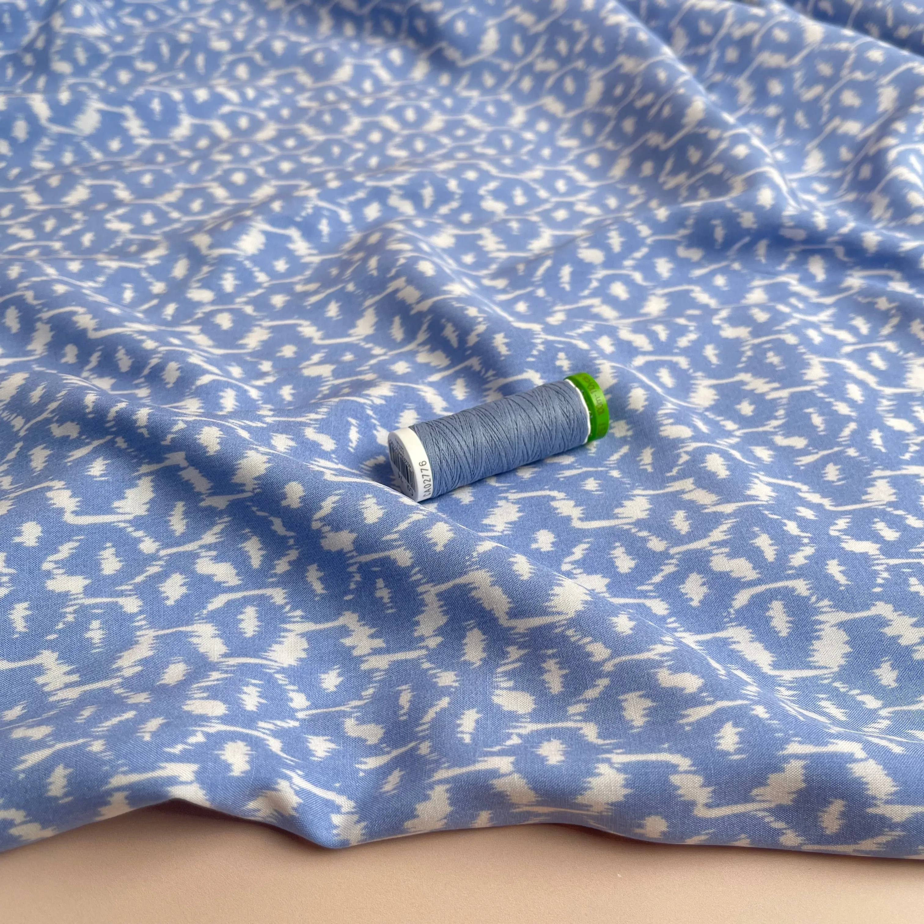 Blue Honeycomb Viscose Fabric