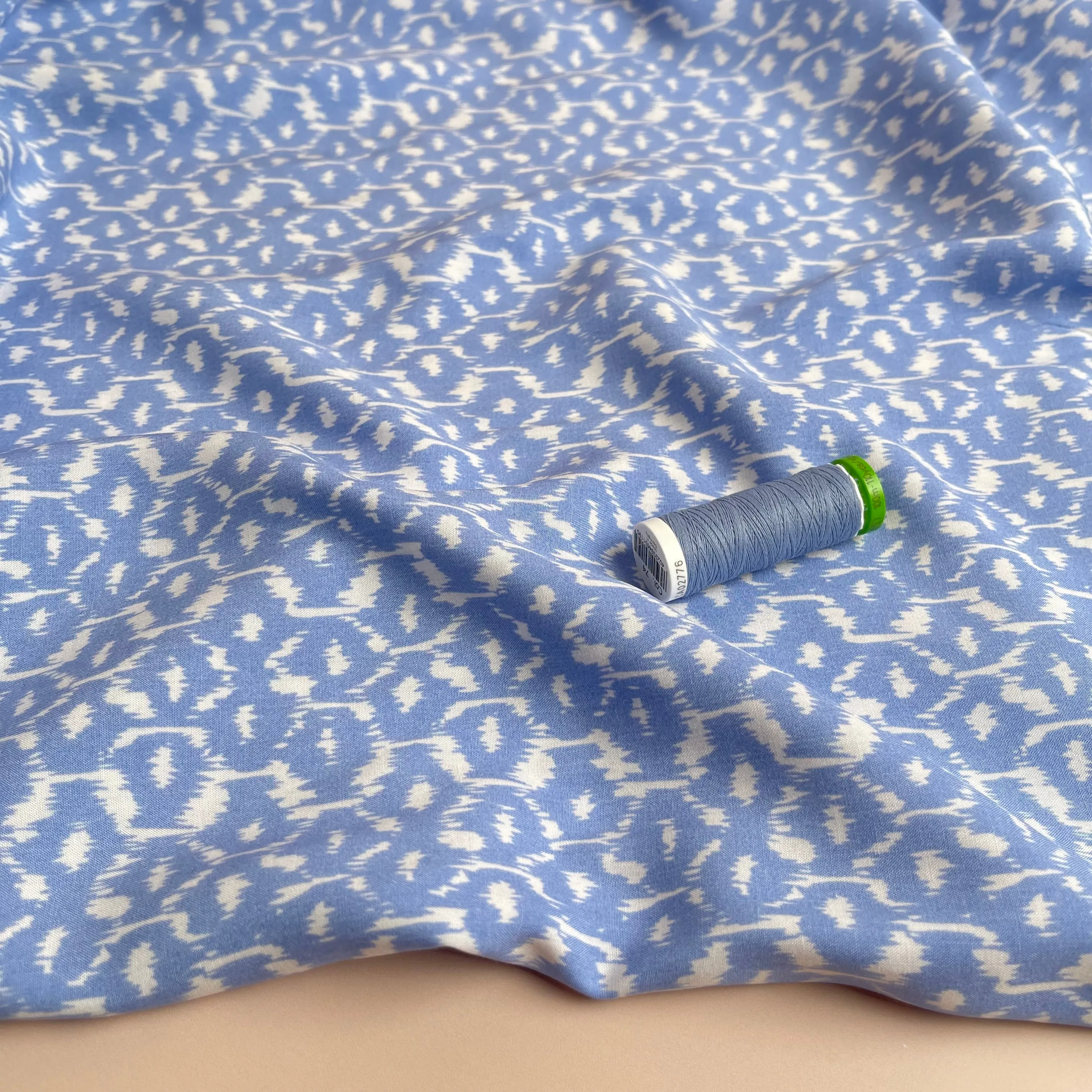 Blue Honeycomb Viscose Fabric