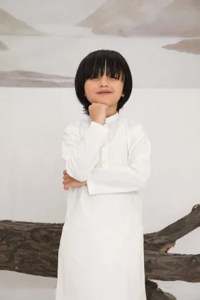 Bosky White Cotton Embroidered Kurta Trouser - Kids