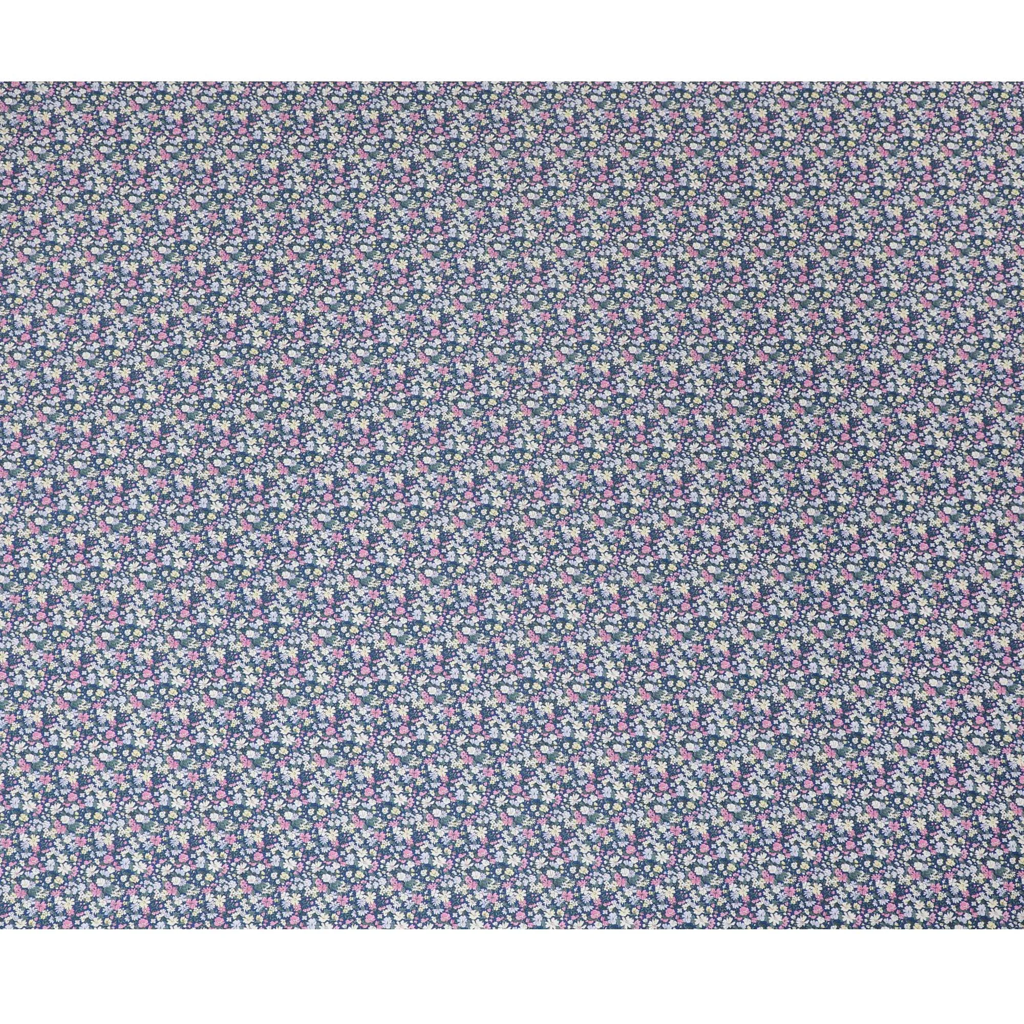 Charming Blue Floral Cotton Lawn Fabric with Pastel Blossoms, 110 cm Wide, Japanese Design-D19540