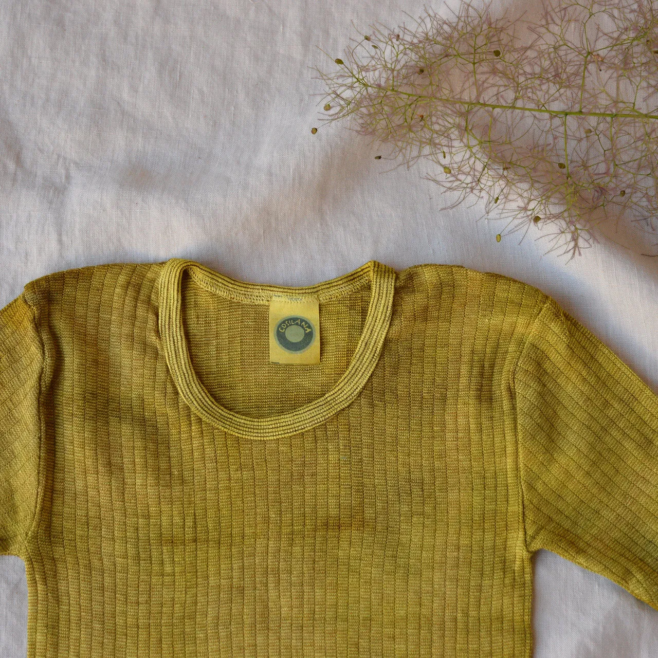 Child's Plant Dyed T-Shirt in Organic Cotton/Merino/Silk - Gold (2-12y)