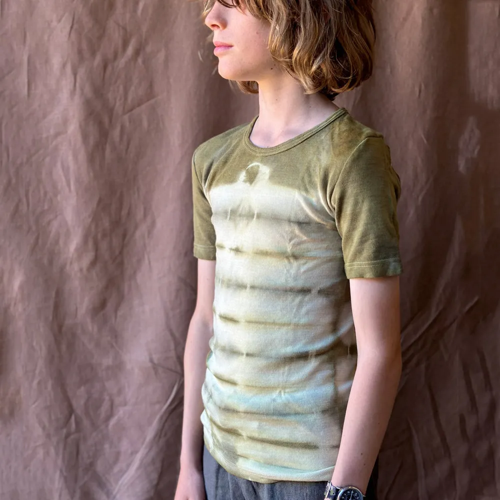 Child's Plant Dyed T-Shirt in Organic Cotton/Merino/Silk - Gold (2-12y)