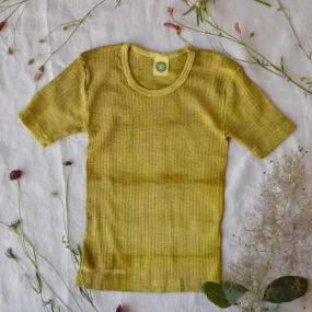 Child's Plant Dyed T-Shirt in Organic Cotton/Merino/Silk - Gold (2-12y)