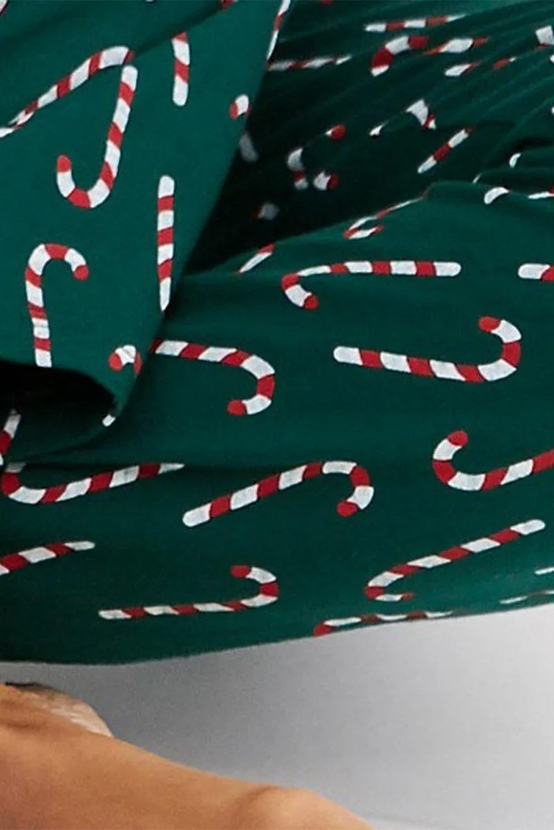 Christmas Candy Cane Green Pants Lounge Set