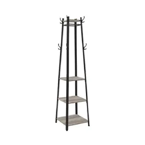 Coat Rack Stand with 3 Shelves Industrial Greige