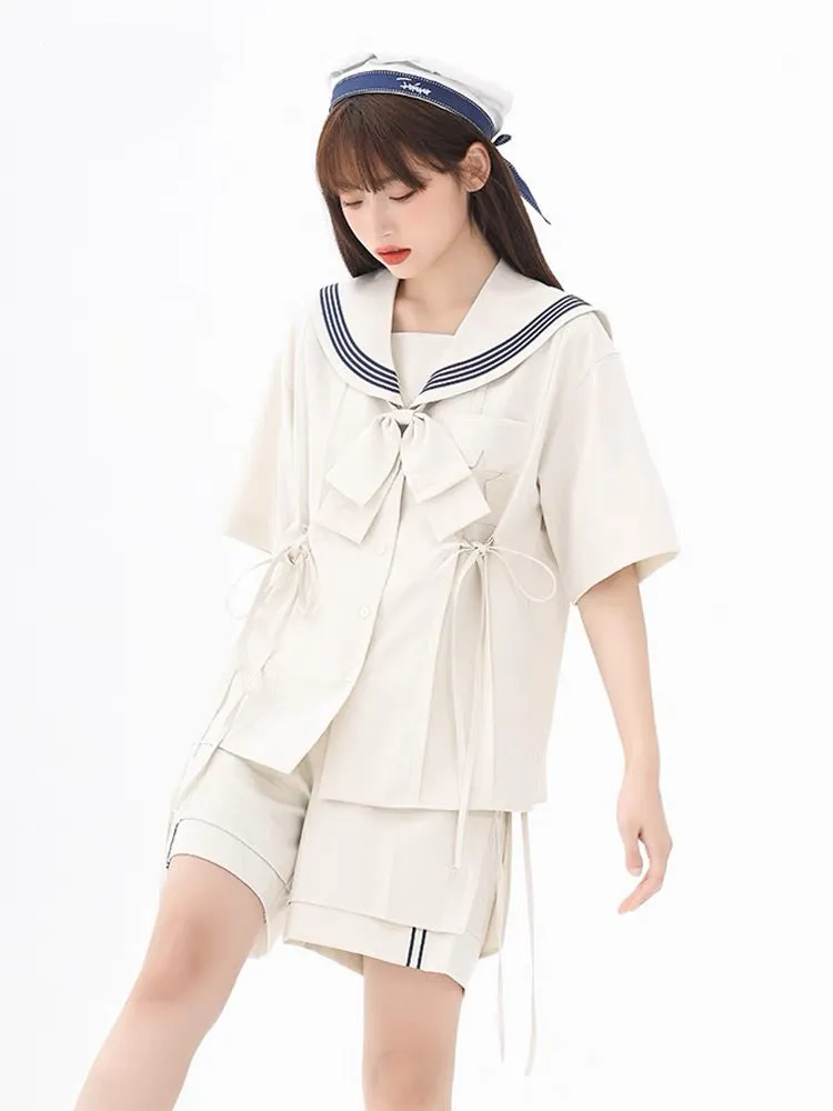 Cute Cinnamoroll Japanese Navy Style Sailor Collar Short-sleeved Blouse