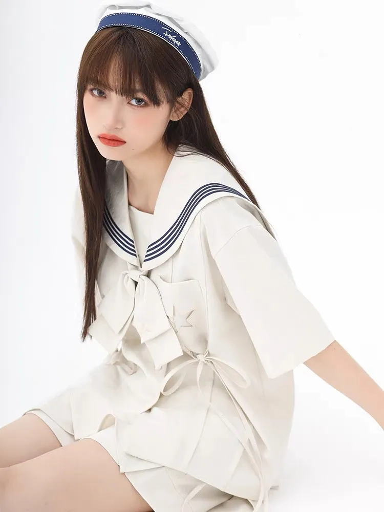 Cute Cinnamoroll Japanese Navy Style Sailor Collar Short-sleeved Blouse