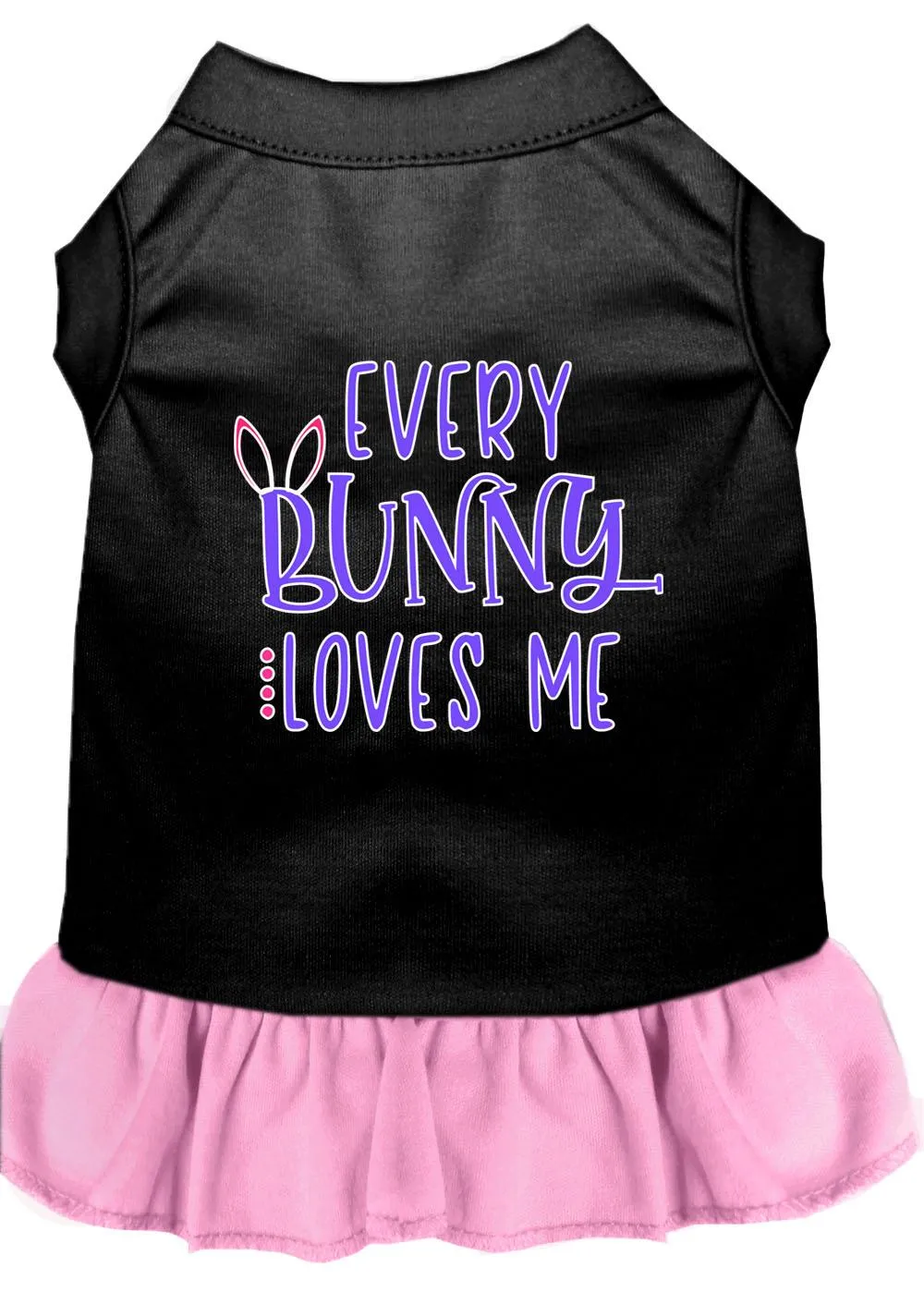 Every Bunny Loves Me Screen Print Dog Dress Black With Light Pink Xxl (18)