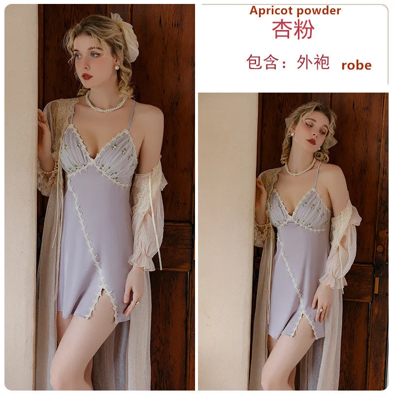 Fashion Small Floral Satin Ice Silk Pajama Set P2754