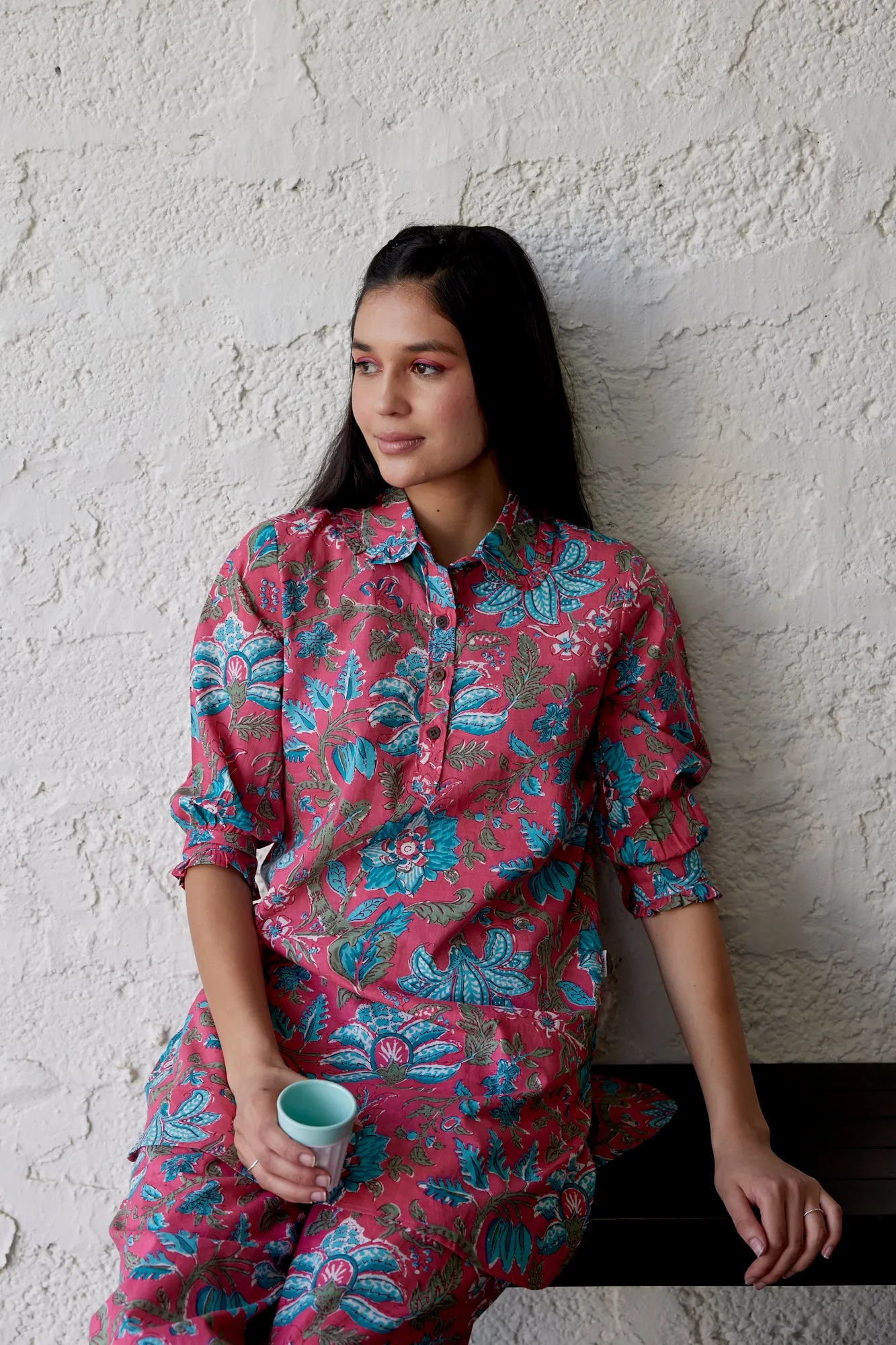 Floral Jaal on Palazzo Loungewear Set