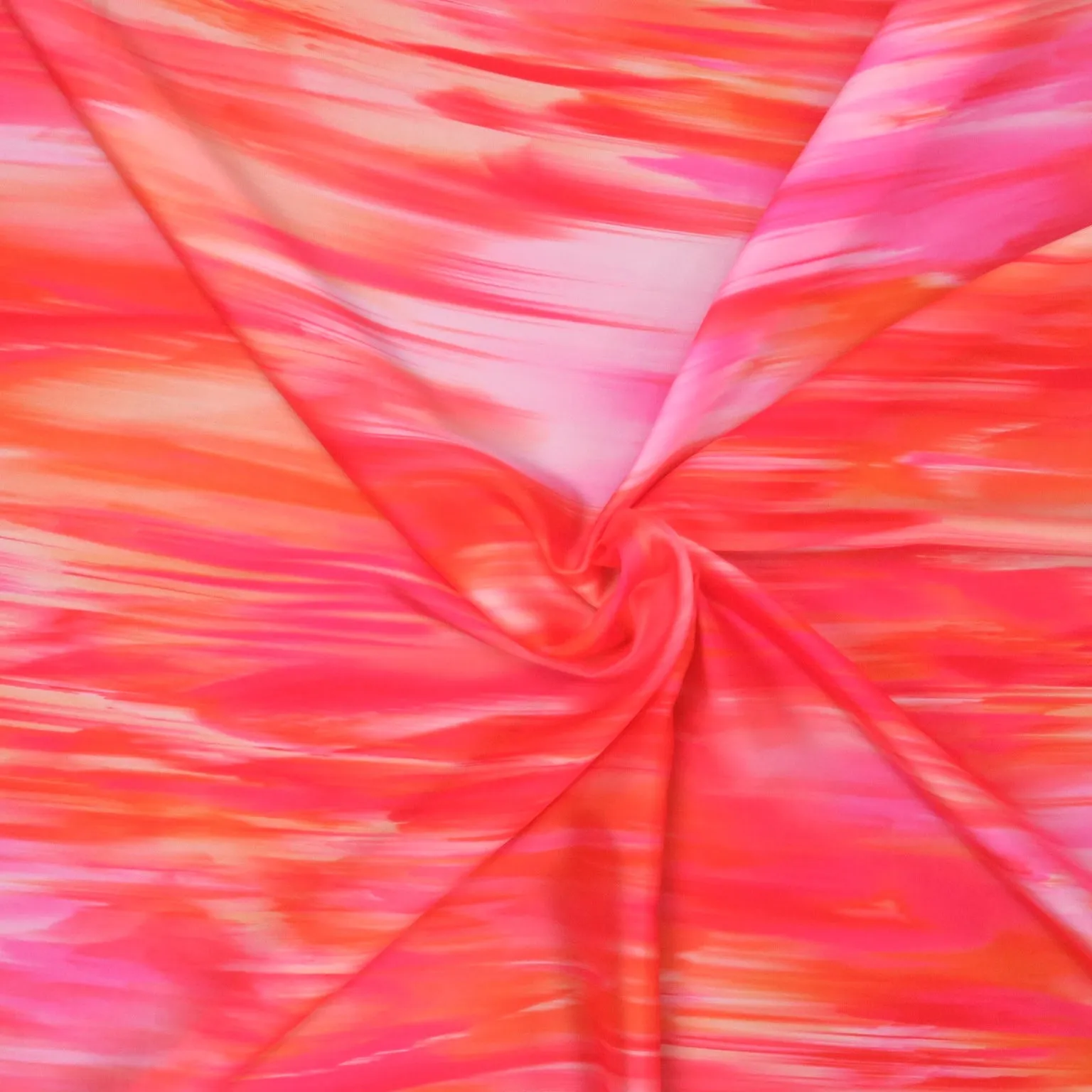 Fuchsia and Orange Pastel Colors Abstract Charmeuse Polyester Fabric