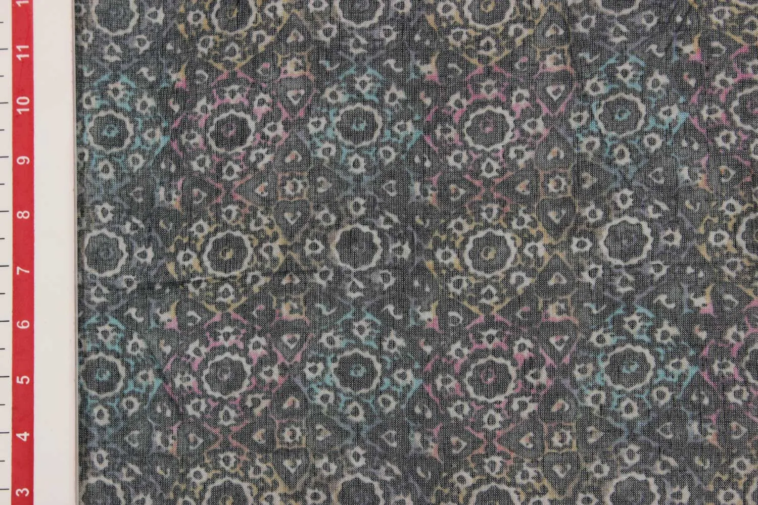 Grey Traditional Pattern Viscose Blend Fabric