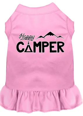 Happy Camper Screen Print Dog Dress Light Pink Med (12)