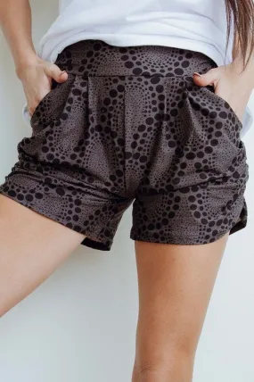 Harem Shorts in Brown Dot (Super Soft) S-XL