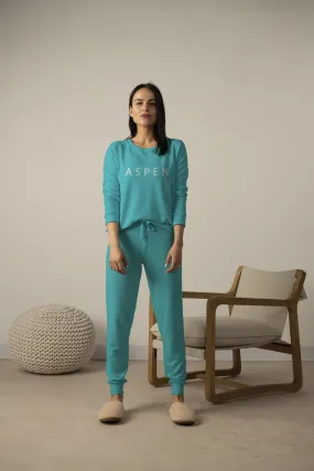 Hello from Aspen pajama set in turquoise