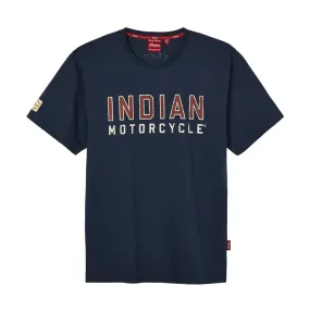 Indian Motorcycle  Mens Distressed Block Logo T-Shirt Tee Lightweight Comfy Navy