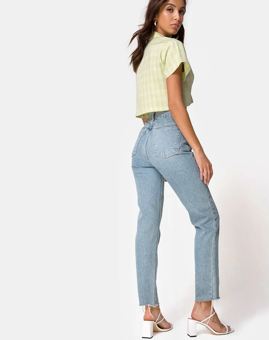 Indiana Cropped Shirt in Sage Check