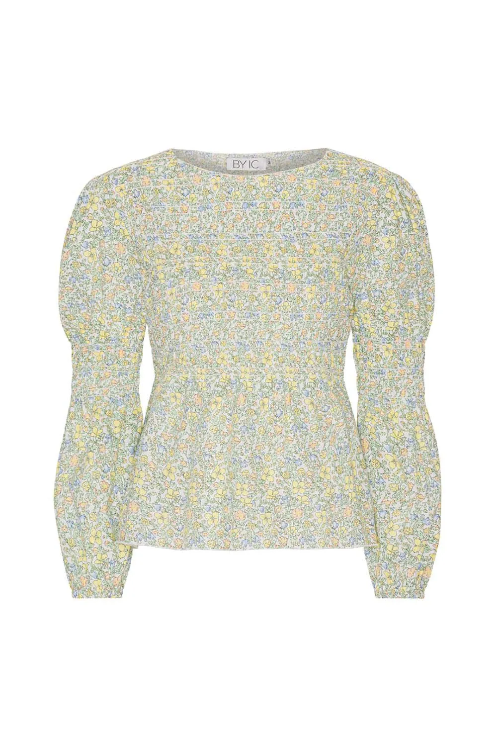 KaroIC Smock Bluse - Pastel Grøn Print