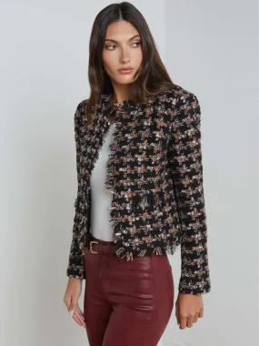 L'Agence Women's Angelina Tweed Jacket in Black Multi Tweed