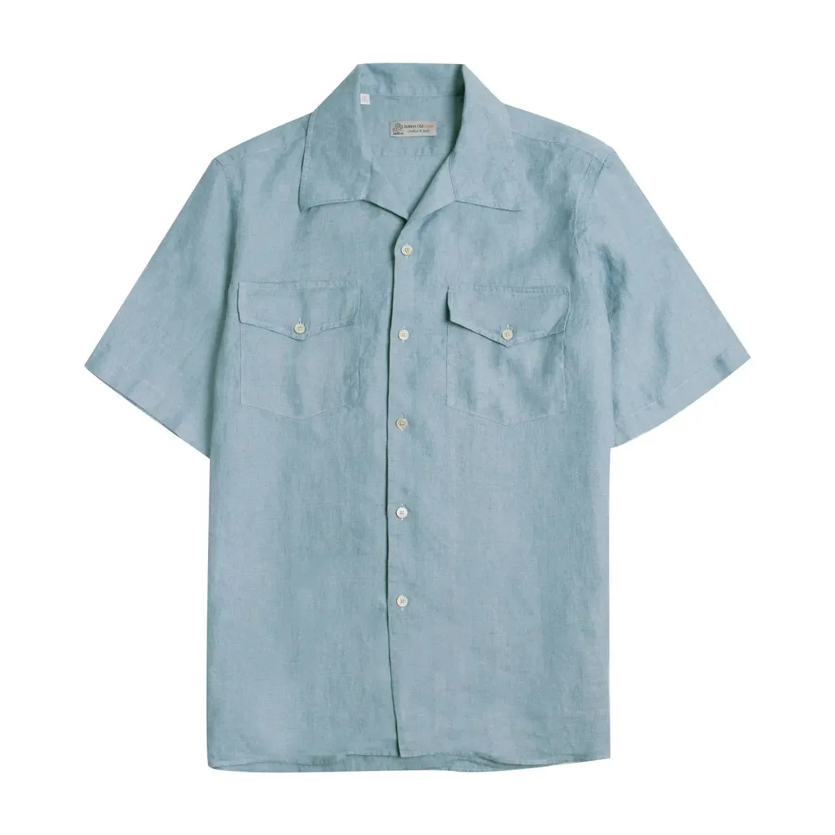 Light Blue Italian Linen Short Sleeve Shirt