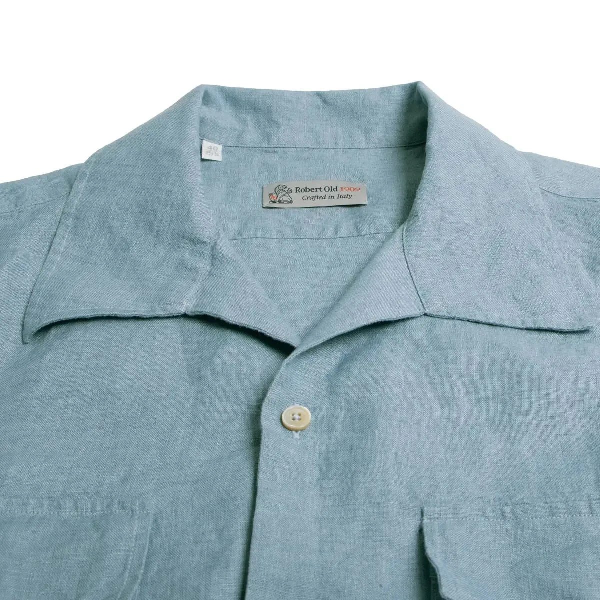 Light Blue Italian Linen Short Sleeve Shirt