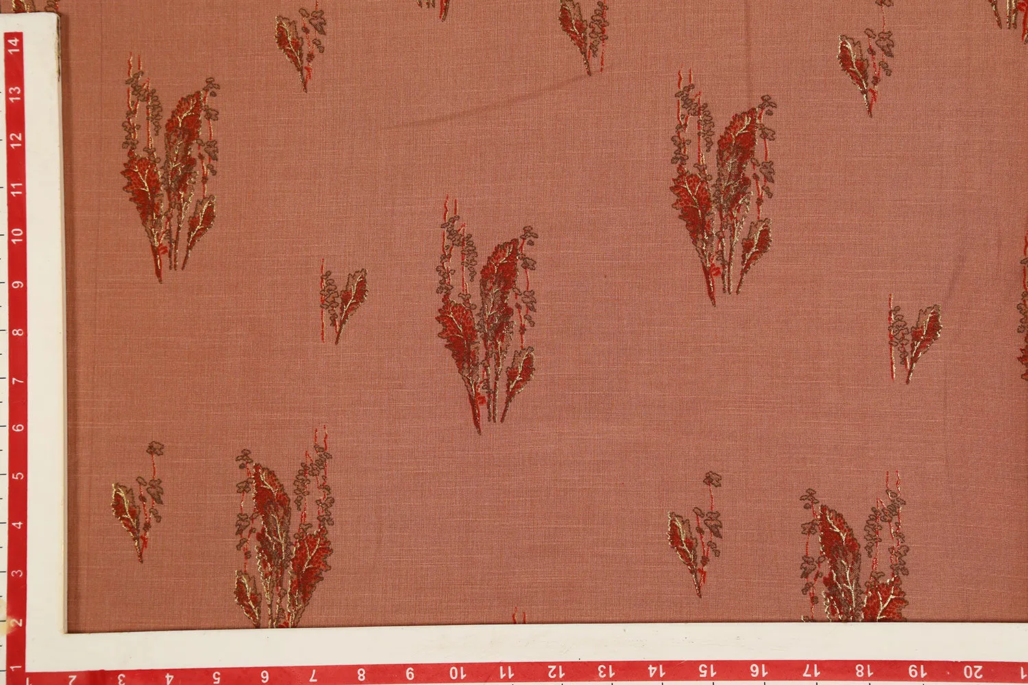 Light Brown Floral Printed Viscose Blend Fabric