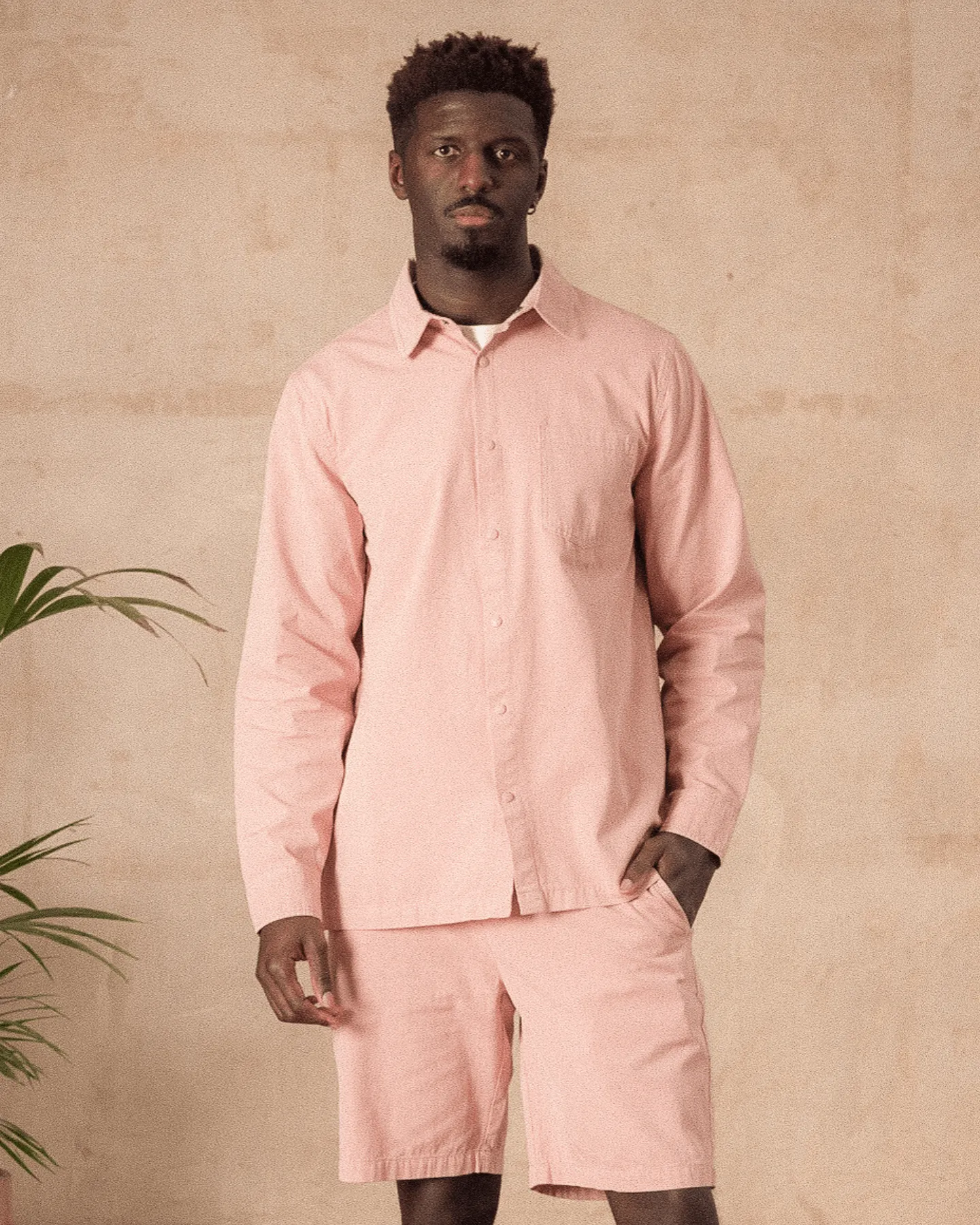 Lightweight Relaxed Snap Button Shirt Dusty Pink