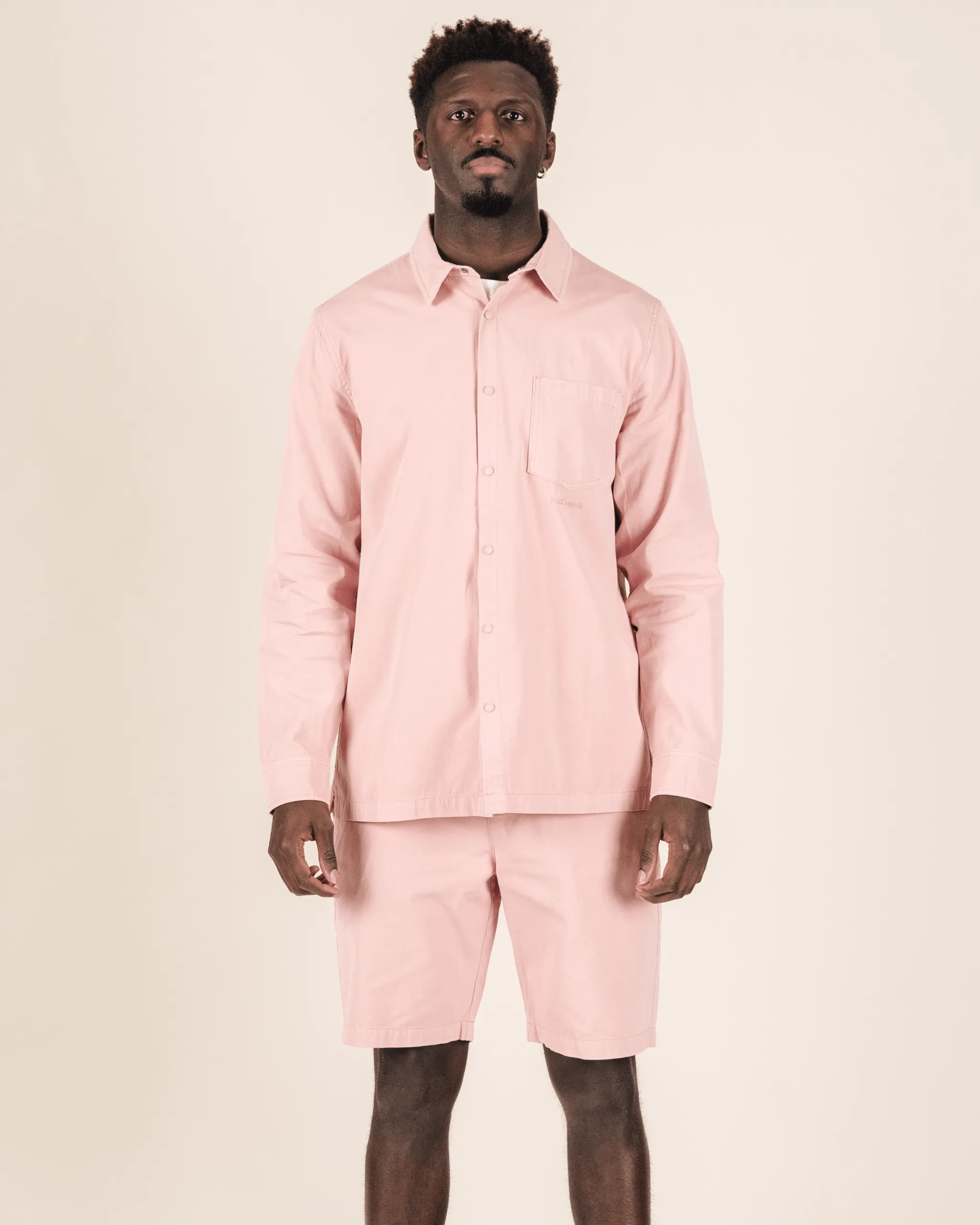 Lightweight Relaxed Snap Button Shirt Dusty Pink