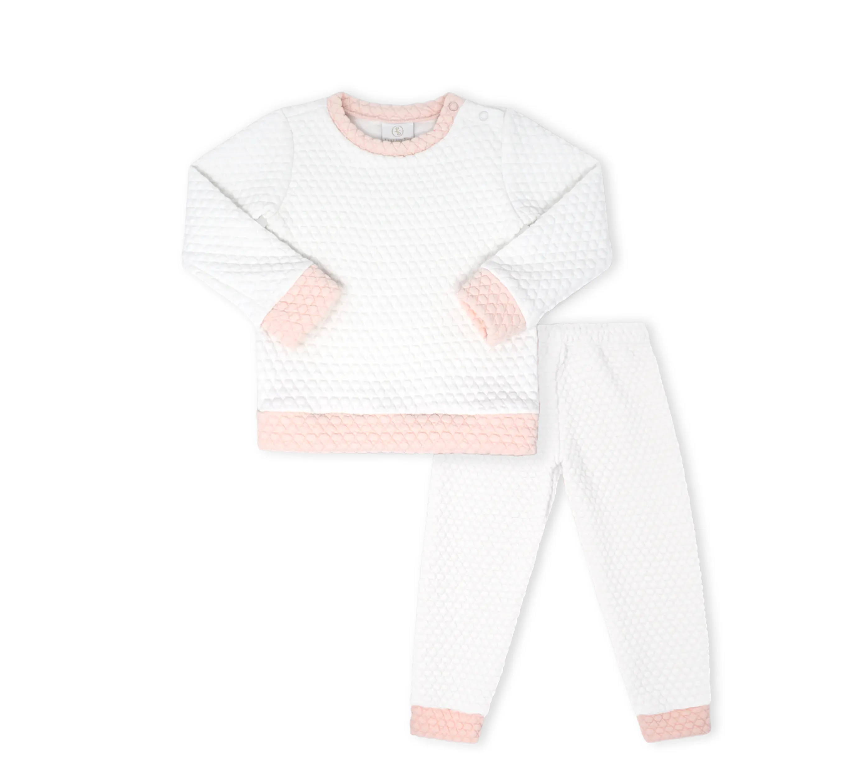 Lullaby Set: Quilted Sweatsuit Worthington - White/Paris Pink Quilted