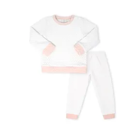 Lullaby Set: Quilted Sweatsuit Worthington - White/Paris Pink Quilted