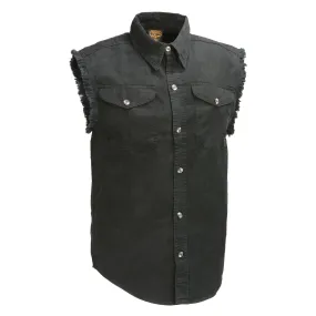 Milwaukee Leather DM1002 Men's Black Lightweight Sleeveless Denim Shirt