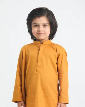 Mustard Cotton Kurta Trouser - Kids