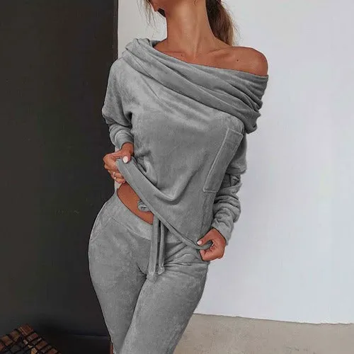 One-shoulder loungewear two-piece set