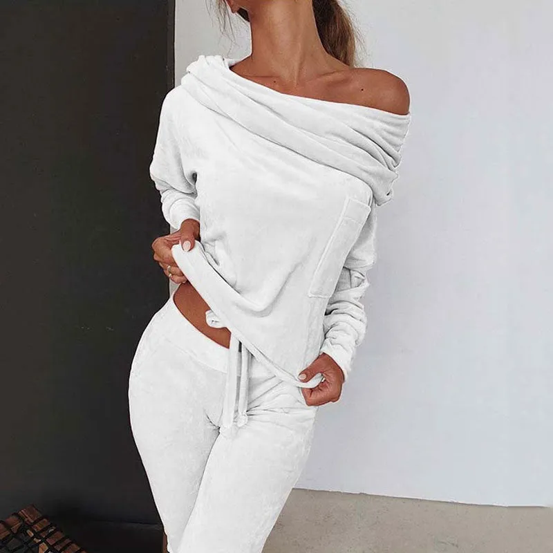 One-shoulder loungewear two-piece set