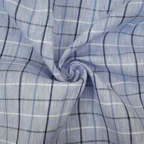 Pastel Blue-Blue-White Spence Bryson Check Plaid Irish Linen Slub Woven Fabric