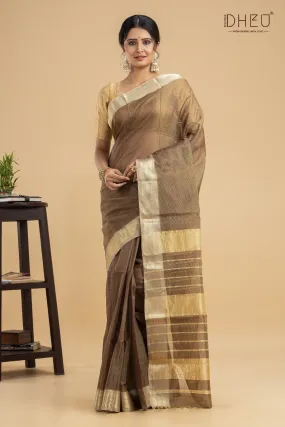 Pastel Brown Chanderi Silk Saree