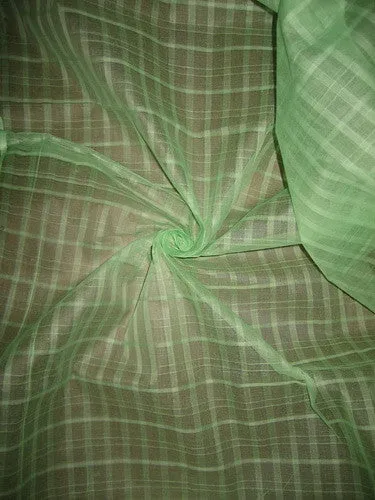 Pastel Green color Cotton Organdy Plaids~Width 44&quot;