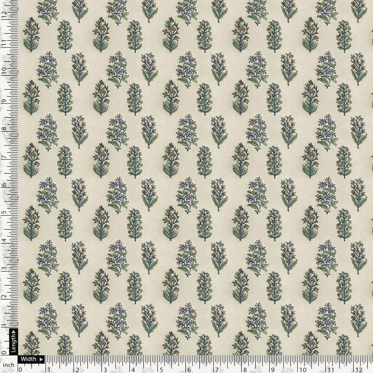 Pastel Green Flower Silk Crepe Printed Fabric