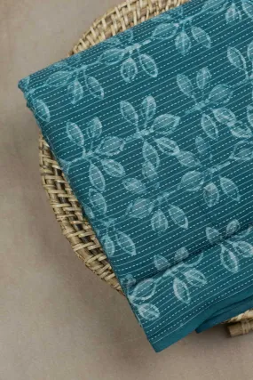 Pastel Green with Floral Kantha Stitch Dabu Cotton Fabric