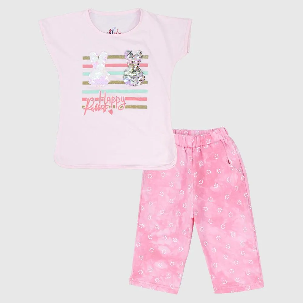 "Happy Rabbit" Short-Sleeved Pajama